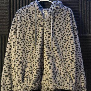 White Birch Women’s Leopard Print Zip Up Hoodie